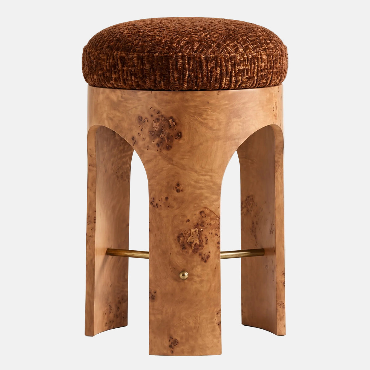 Barstool Burl Wood, Velvet Brown